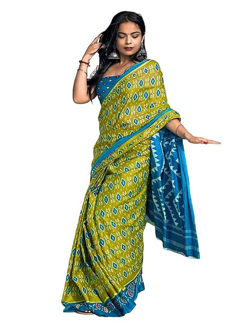 Siril Women'S Printed Cotton Saree With Unstitched Blouse Piece